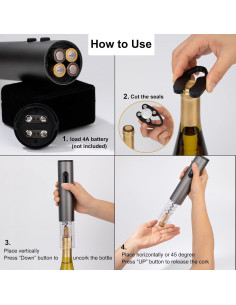 Abridor de Vino Eléctrico Obsoorth 2 en 1 con Cortador de Aluminio 2