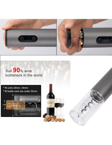 Abridor de Vino Eléctrico Obsoorth 2 en 1 con Cortador de Aluminio