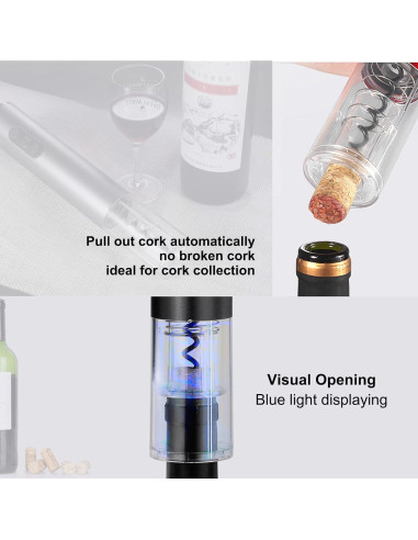 Abridor de Vino Eléctrico Obsoorth 2 en 1 con Cortador de Aluminio