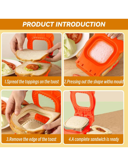 Cortador y Sellador de Sándwiches JIELUO 2 Piezas Cuadrado y Redondo
