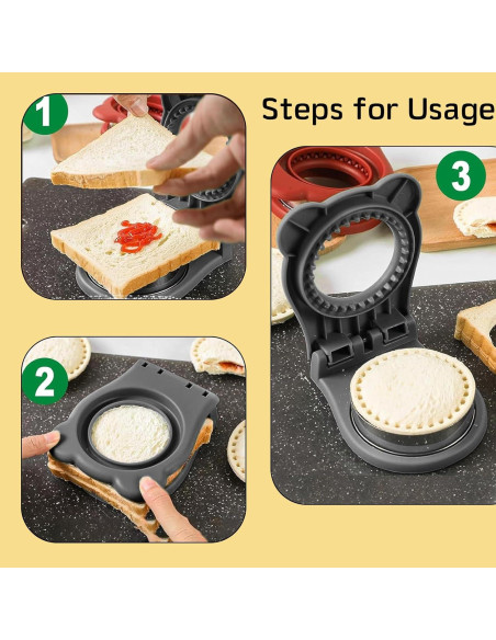 Cortador y Sellador de Sándwiches JIELUO 2 Piezas Cuadrado y Redondo