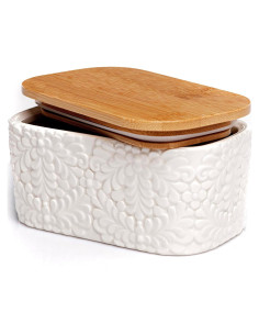 Plato para Mantequilla de Cerámica 25DOL con Tapa de Bambú