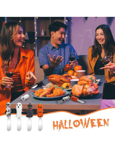 Set 8 Espátulas de Queso Halloween Lasnten - Acero Inoxidable