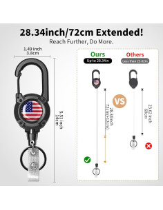 Llave Retráctil YueMiEcoUS 72 cm Cuerda Dyneema Negra 2