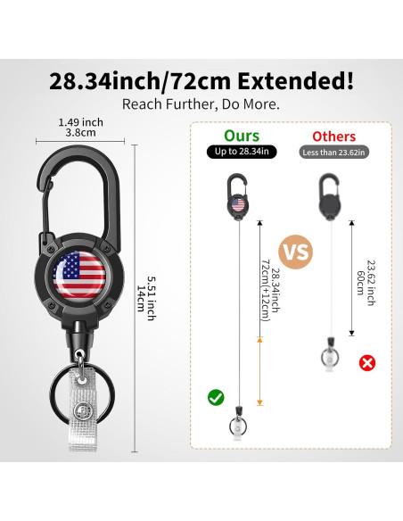 Llave Retráctil YueMiEcoUS 72 cm Cuerda Dyneema Negra