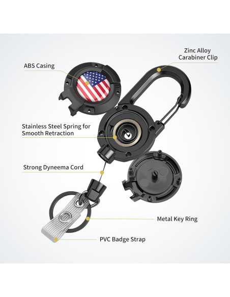 Llave Retráctil YueMiEcoUS 72 cm Cuerda Dyneema Negra