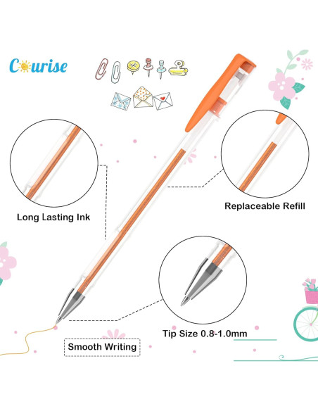 Set de bolígrafos de gel Courise 108 colores únicos 0.8-1.0mm Set de bolígrafos de gel Courise 108 colores únicos 0.8-1.0mm