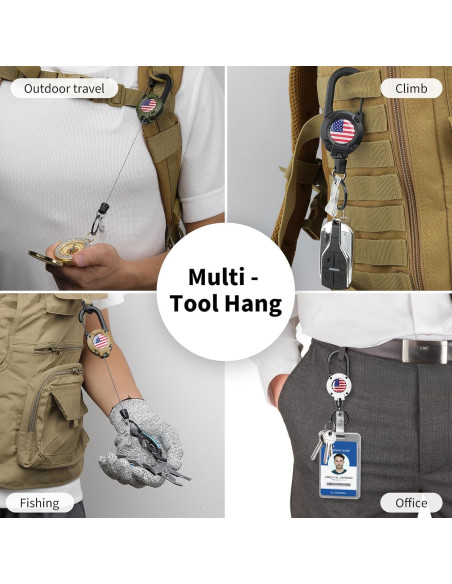 Llave Retráctil YueMiEcoUS 72 cm Cuerda Dyneema Negra