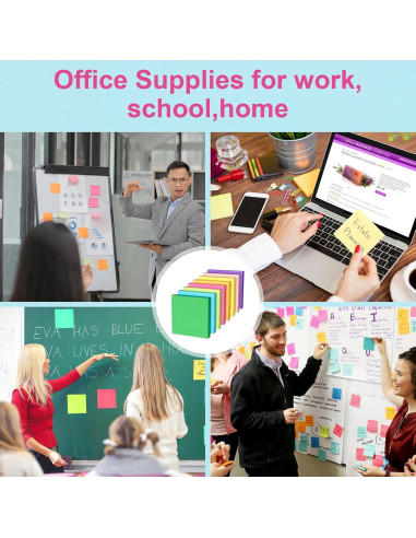 Notas Adhesivas AUYAARS 7.6x7.6 cm, 800 Hojas, 8 Colores