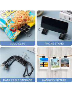 100 Clips de Carpeta Metal DAGONGREN 6 Tamaños Variados 2