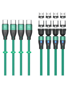 Cable de Carga Magnético 60W USB-C y Micro USB - 4 Piezas