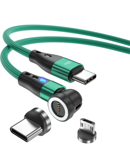 Cable de Carga Magnético 60W USB-C y Micro USB - 4 Piezas