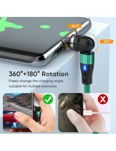 Cable de Carga Magnético 60W USB-C y Micro USB - 4 Piezas