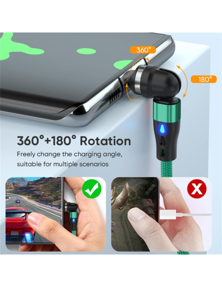 Cable de Carga Magnético 60W USB-C y Micro USB - 4 Piezas