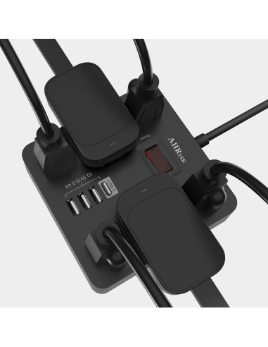 Regleta de Enchufes AHRISE 6 Salidas AC y 4 USB Carga Rápida