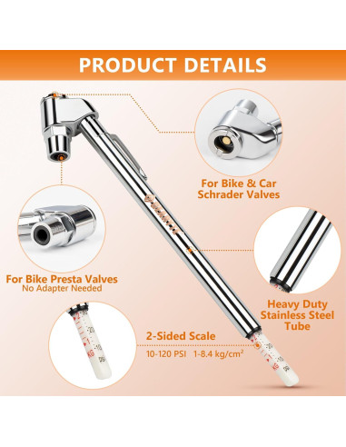 Medidor de Presión de Aire Gearyte para Neumáticos 10-120 PSI