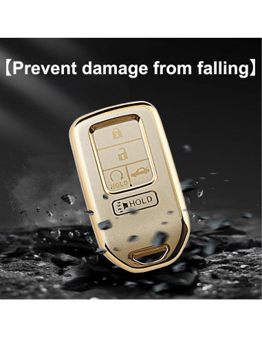 Cubierta de llavero Honda YUBOMT Dorado para Accord Civic