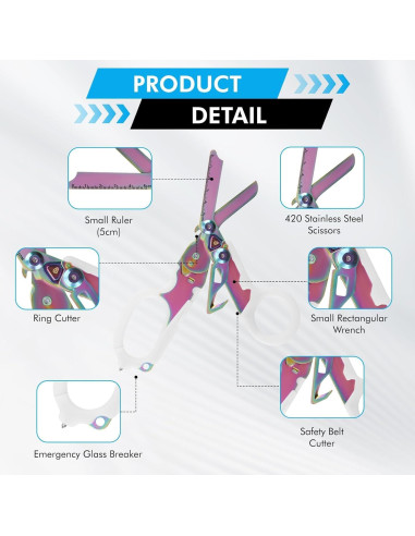 Tijeras de Trauma 6 en 1 JUNWUXY Acero Inoxidable Multifuncionales