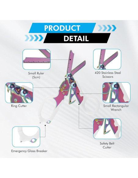 Tijeras de Trauma 6 en 1 JUNWUXY Acero Inoxidable Multifuncionales