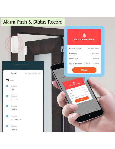 Sensor de Puerta y Ventana WiFi Gaoducash - Inalámbrico, Control App