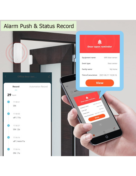Sensor de Puerta y Ventana WiFi Gaoducash - Inalámbrico, Control App