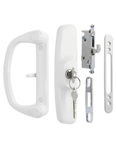 Juego de Manijas de Puerta Corredera Ruigrit con Cerradura Blanca