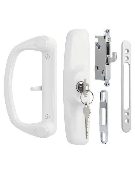 Juego de Manijas de Puerta Corredera Ruigrit con Cerradura Blanca