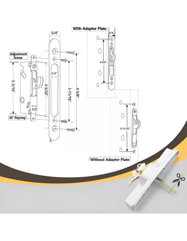Juego de Manijas de Puerta Corredera Ruigrit con Cerradura Blanca
