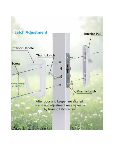 Juego de Manijas de Puerta Corredera Ruigrit con Cerradura Blanca