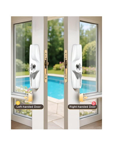 Juego de Manijas de Puerta Corredera Ruigrit con Cerradura Blanca