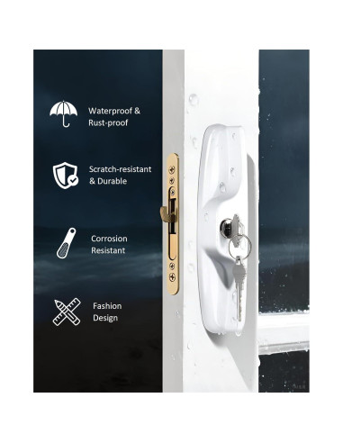 Juego de Manijas de Puerta Corredera Ruigrit con Cerradura Blanca