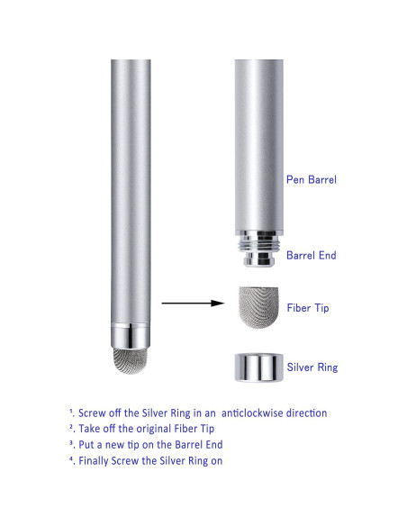 Stylus 4 Pcs CCIVV Punta de Fibra Reemplazable 127mm