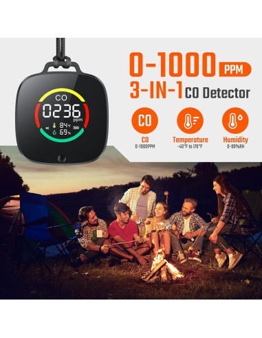 Detector de Monóxido de Carbono Portátil Veevvio HB-04 3 en 1