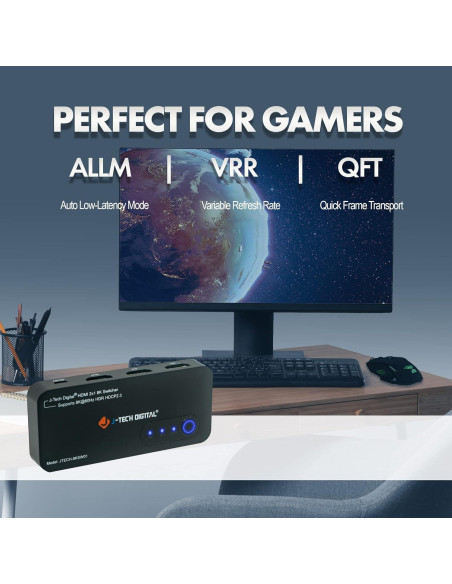 Interruptor HDMI 2.1 J-Tech Digital JTECH-8KSW01 8K 60Hz