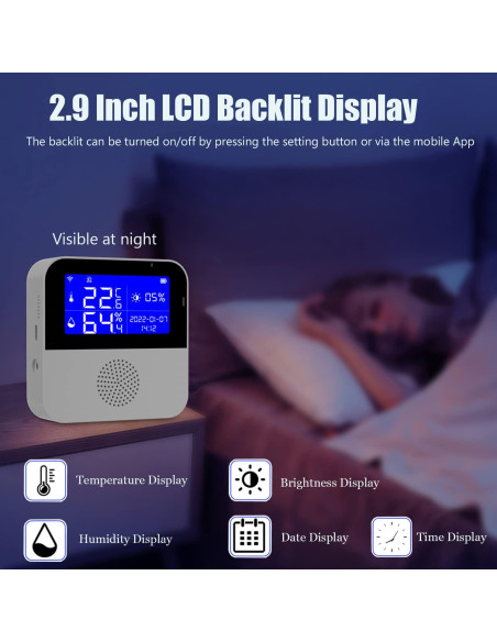 Termómetro Higrómetro WiFi Gaoducash SNT958W con Sonda