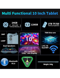 Tableta 2-en-1 Relndoo T901 10.1" Android 15 24GB RAM 128GB 2