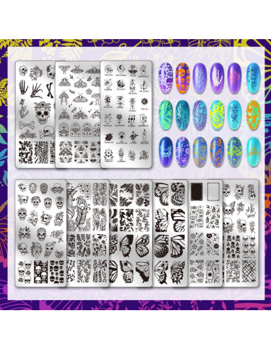 Plantillas de Estampado de Uñas PH PandaHall 9 Piezas