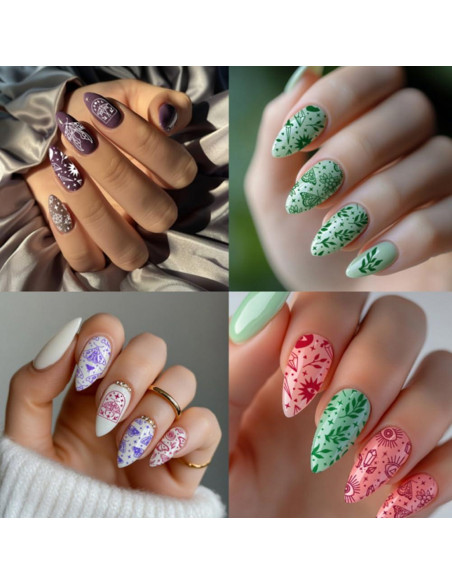 Plantillas de Estampado de Uñas PH PandaHall 9 Piezas