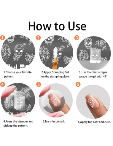 Plantillas de Estampado de Uñas PH PandaHall 9 Piezas