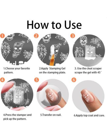 Plantillas de Estampado de Uñas PH PandaHall 9 Piezas