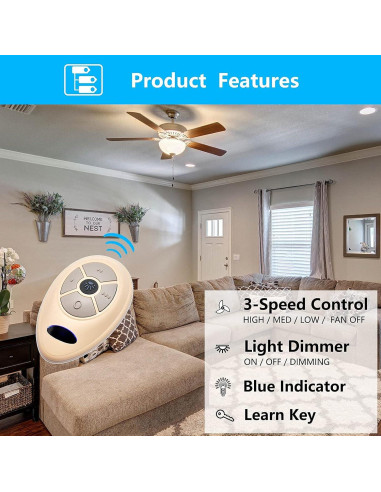 Control Remoto CENMING FAN-35T1 para Ventilador de Techo