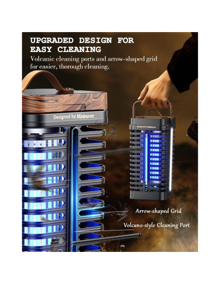 Zapper de Insectos Minimoon 15W con Luz LED Duales IPX4