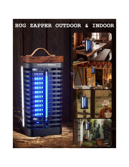Zapper de Insectos Minimoon 15W con Luz LED Duales IPX4