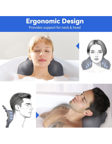 Almohada de Baño Goowin de Silicona Gris con Succión Fuerte