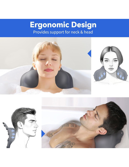 Almohada de Baño Goowin de Silicona Gris con Succión Fuerte