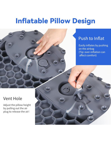 Almohada de Baño Goowin de Silicona Gris con Succión Fuerte