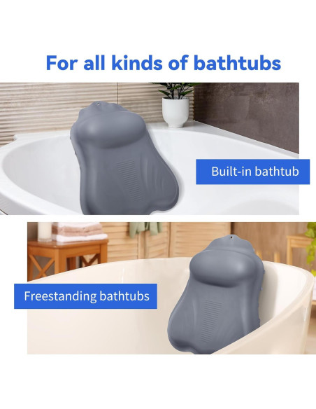 Almohada de Baño Goowin de Silicona Gris con Succión Fuerte