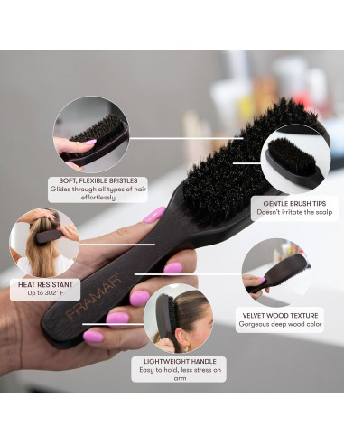 Cepillo Slick Back Framar con Cerdas de Jabalí - Alisa y Brinda Brillo