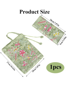 Bolsa de Joyería de Viaje Psyqtsuary Verde Bordada 27x20cm 2