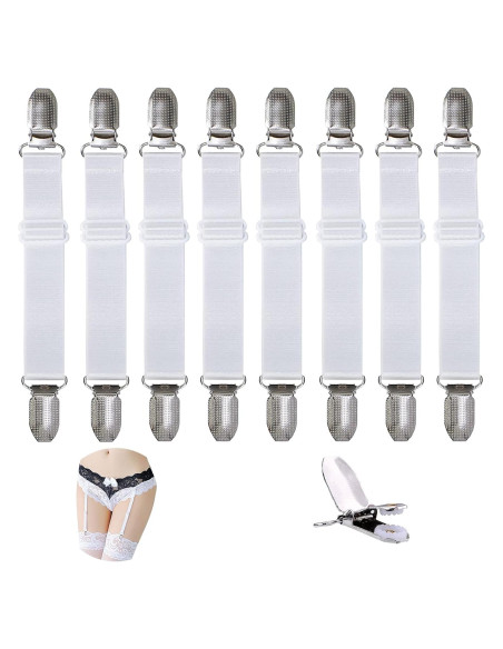 Clip para Medias Ajustable Wewillwin - 8 Pcs, Elástico, Blanco